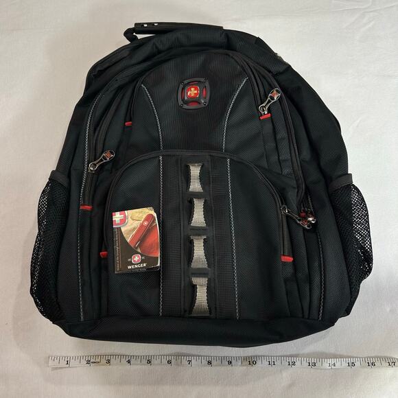 Swiss Gear 18" Laptop Backpack Four Pockets Black & Gray with Warranty Card - Picture 4 of 14